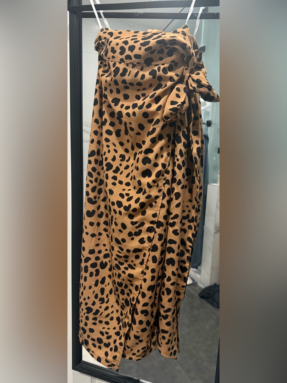 Lulu's Leopard Print Wrap Skirt in Tan and Black